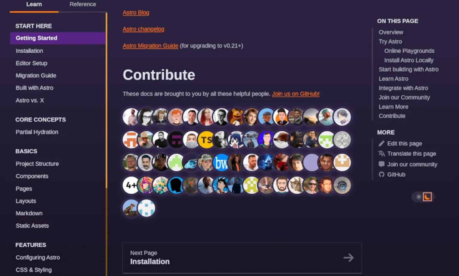 Astro community contributors