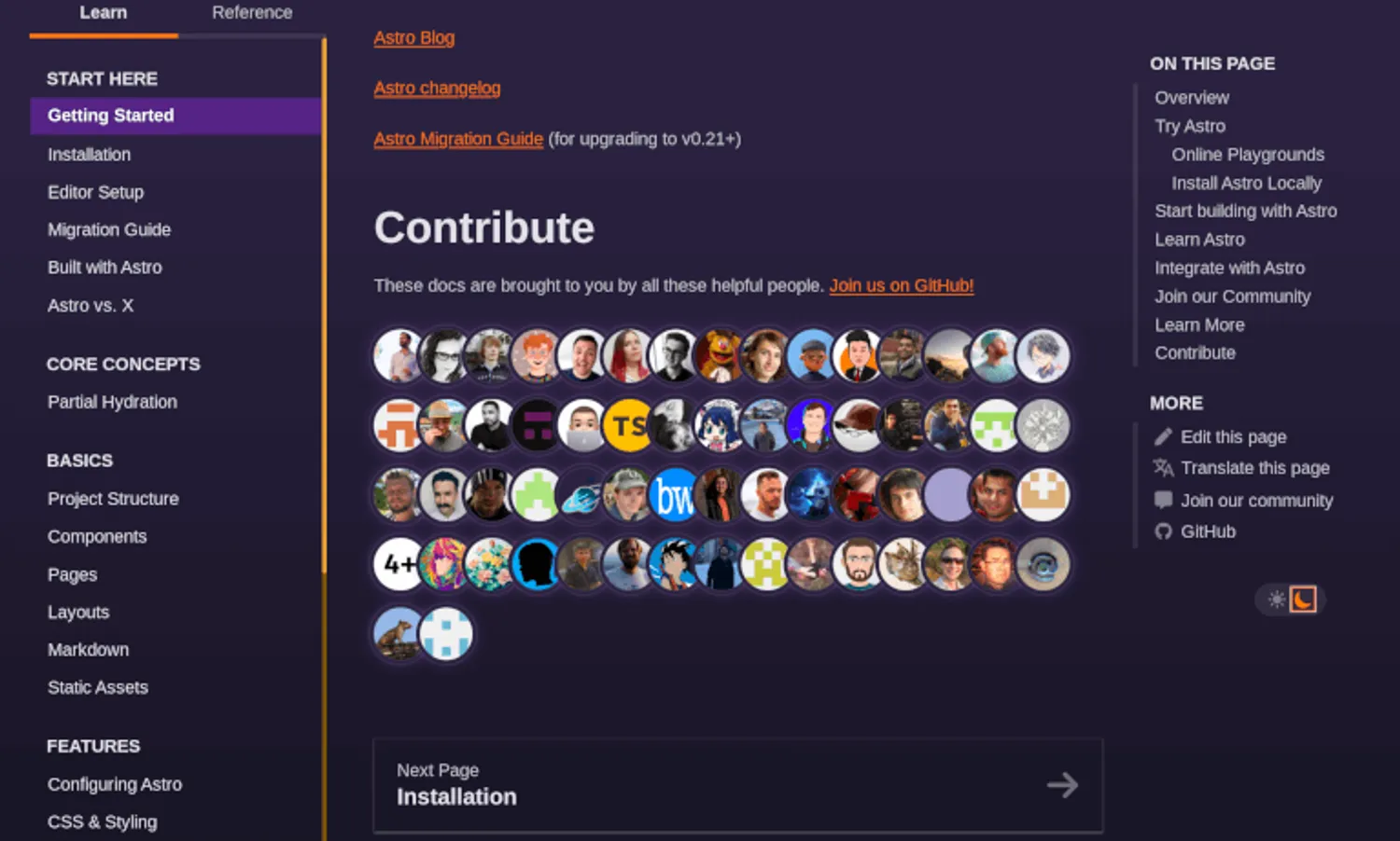 Astro community contributors