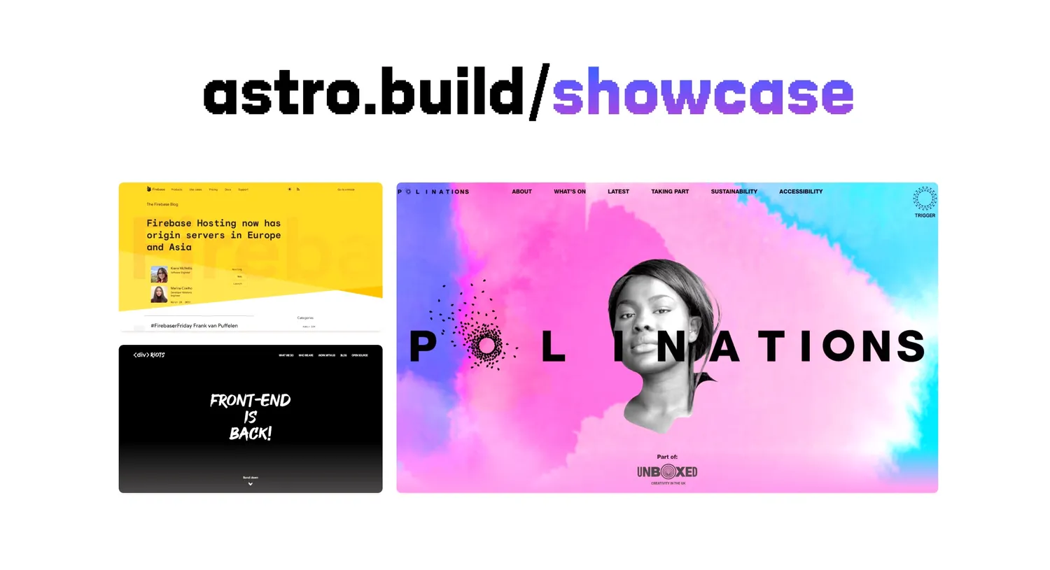 Screenshot of the new Astro Showcase site