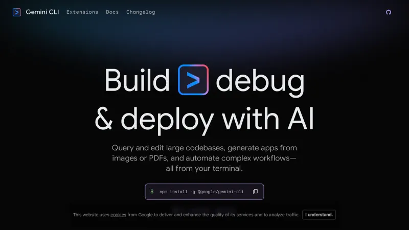 Google's Gemini CLI home page