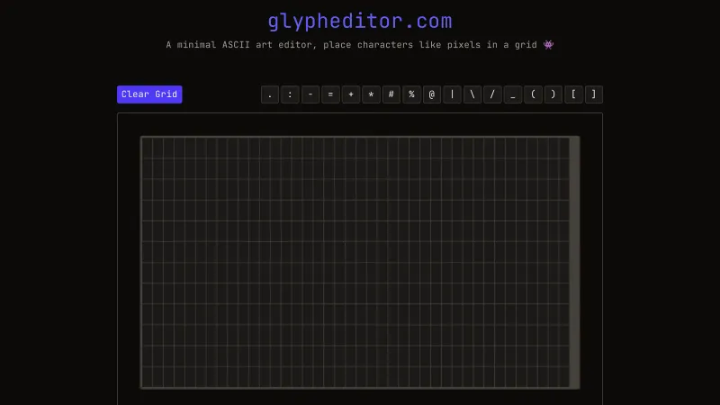 A dark, empty grid with a row of punctuation marks to choose from.
