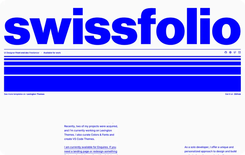 Swissfolio theme by Lexington Themes