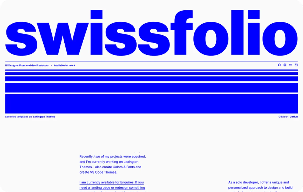 Swissfolio Theme by Lexington Themes
