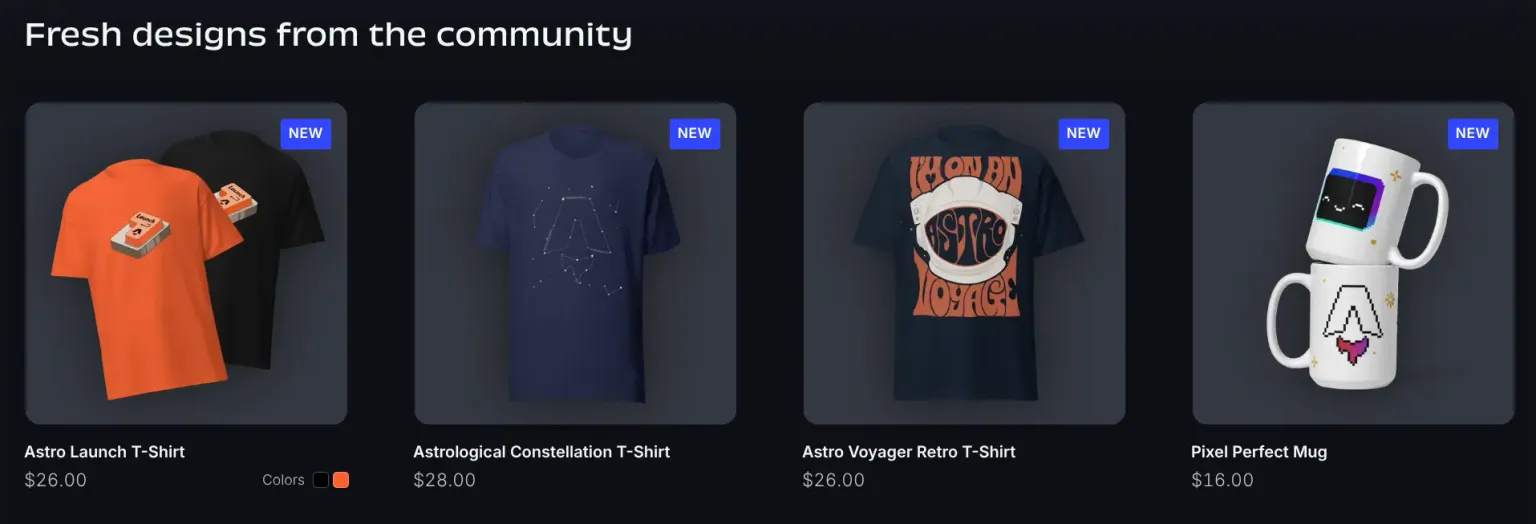 A row of summer-themed Astro merch, including pastel bucket hats, a tie-dyed t-shirt, and a colorful beach towel.