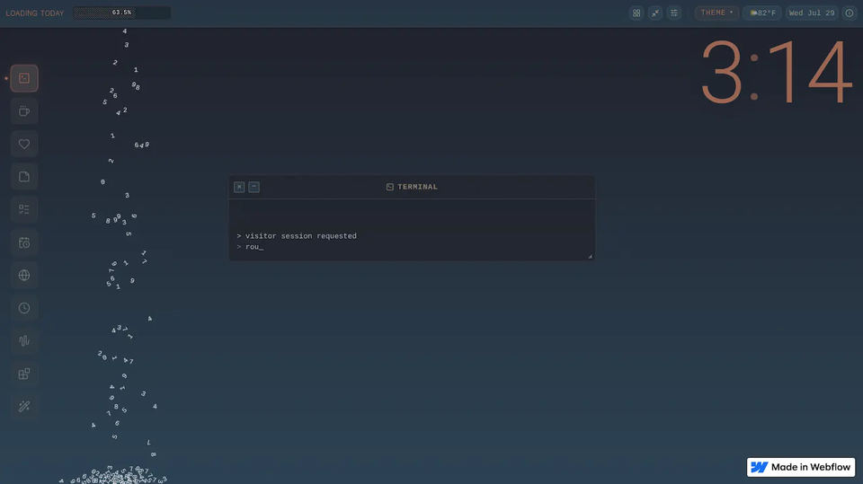 A dark themed desktop screen with a terminal logging events and numbers falling from a progress bar down the screen.