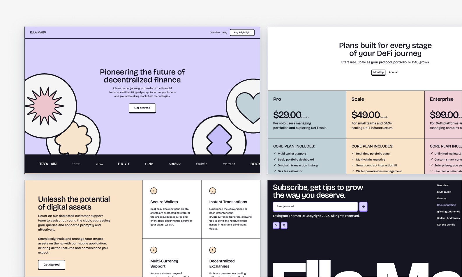 Ella Mae - a friendly, modern DeFi template with soft colors, strong structure, and thoughtful pages built for growing products.