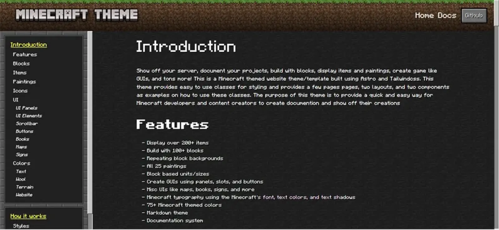 Minecraft Theme | Astro