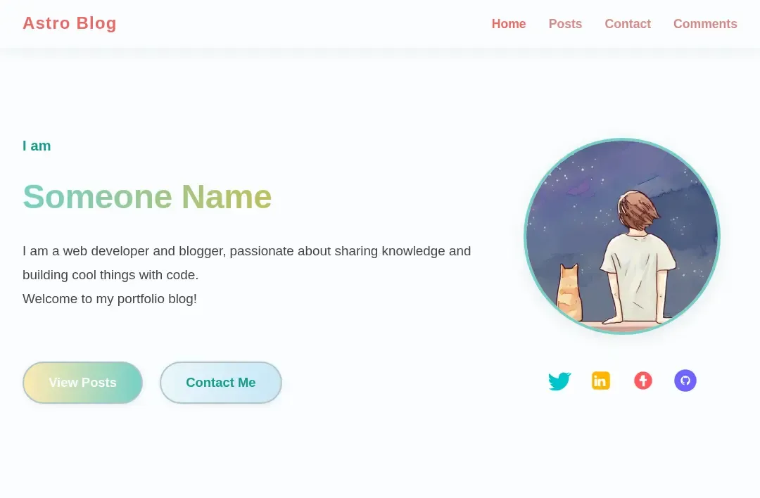 Pastel-themed portfolio site.