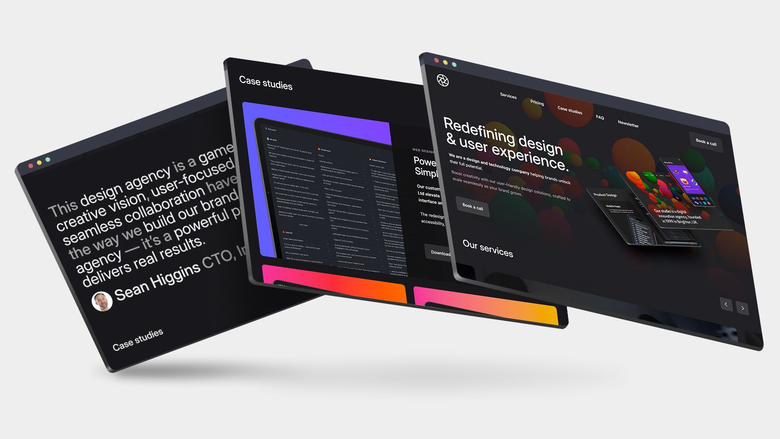 A dark theme with accents bold colours