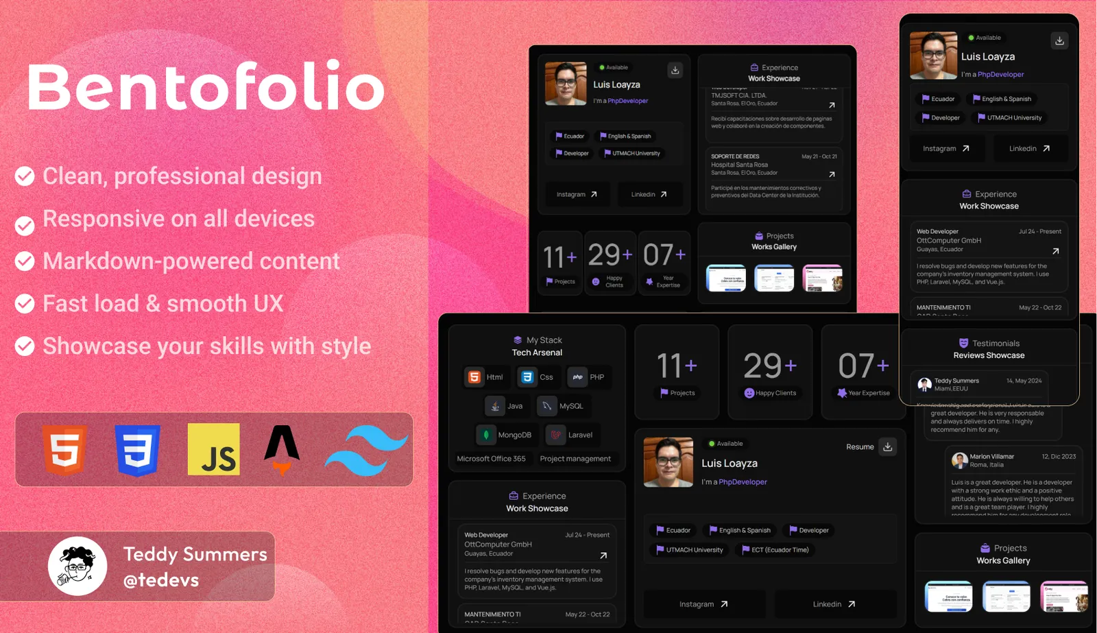 Bentofolio - Bento Grid Portfolio Template | Astro