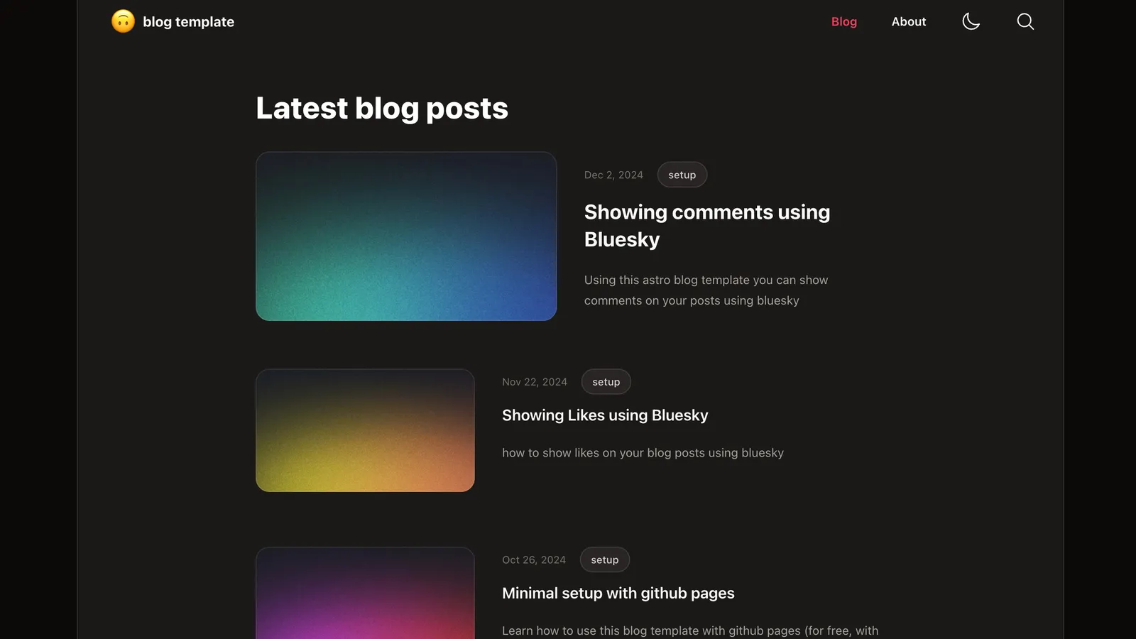 minimalistic blog template Astro